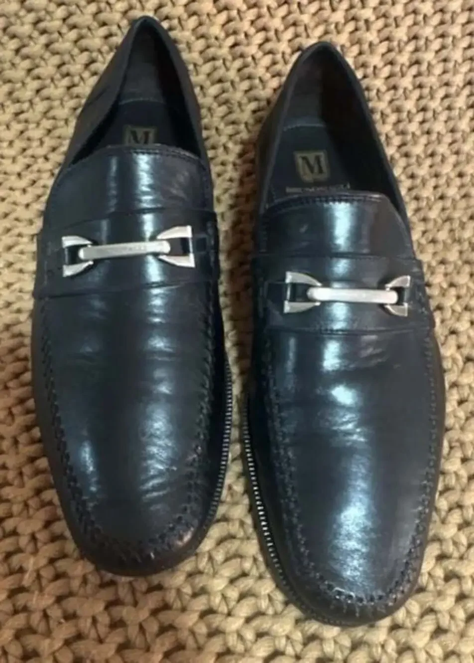 Bruno Magli Townsend Black Leather Horsebit Loafers Dress Shoes
